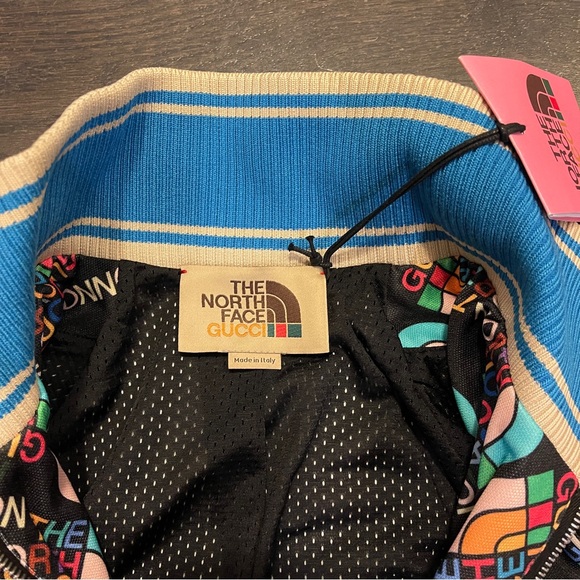 🆕Authentic Gucci × The North Face Black Allover-Logo track jacket Size medium - Picture 5 of 7